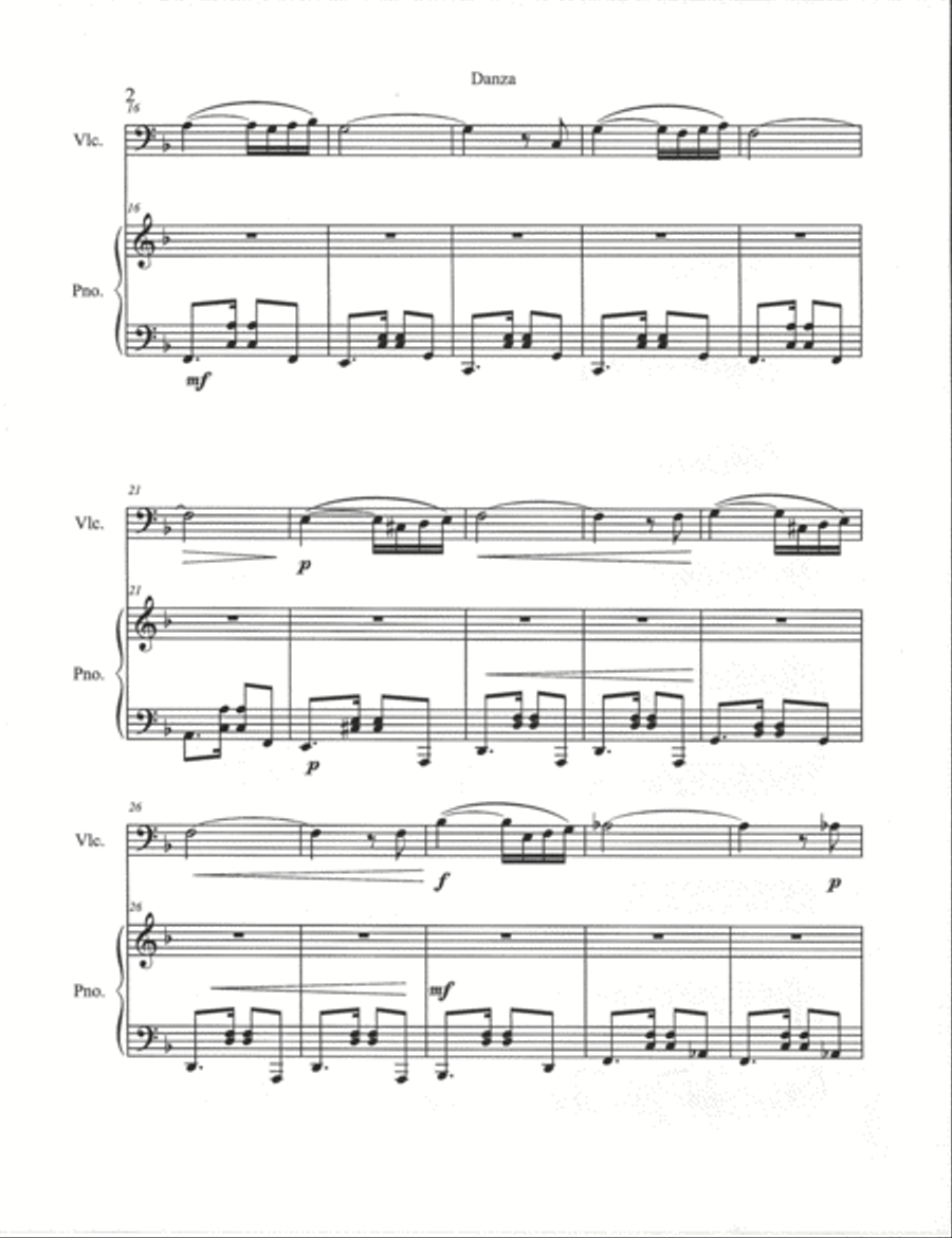 Danza para Cello y Piano String Duet scores gallery preview page 2