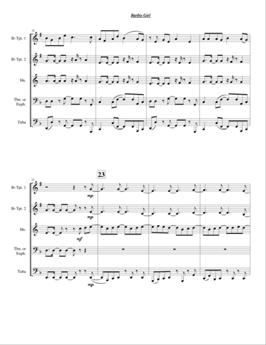 Barbie Girl Chamber Music scores gallery preview page 3