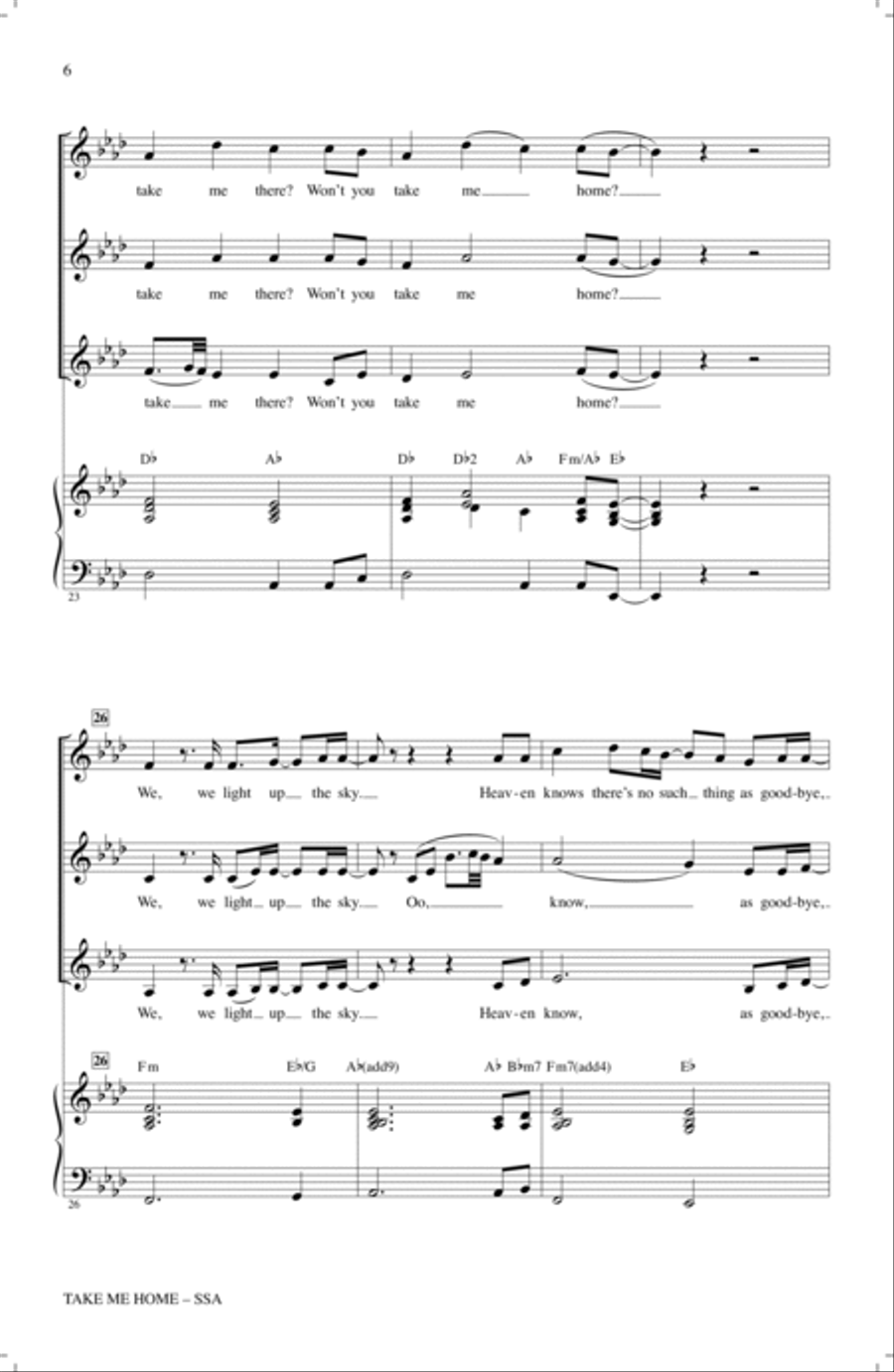 Take Me Home (arr. Roger Emerson) SSA scores gallery preview page 5