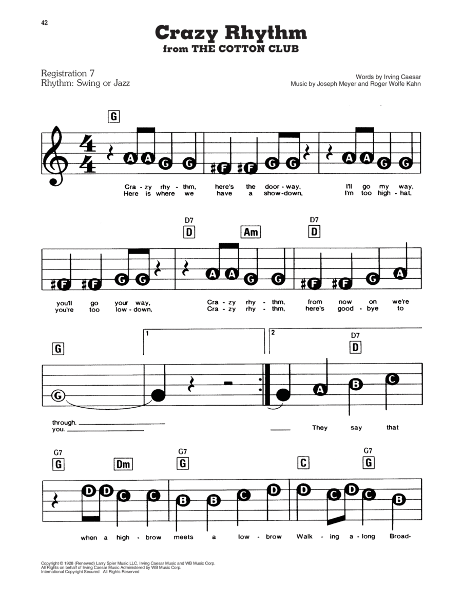 Crazy Rhythm Crazy Rhythm Electronic Keyboard scores gallery preview page 1