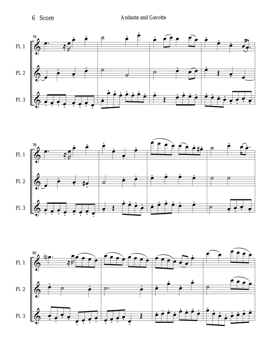 Andante and Gavotte by William Boyce for Flute Trio Flute Trio scores gallery preview page 6