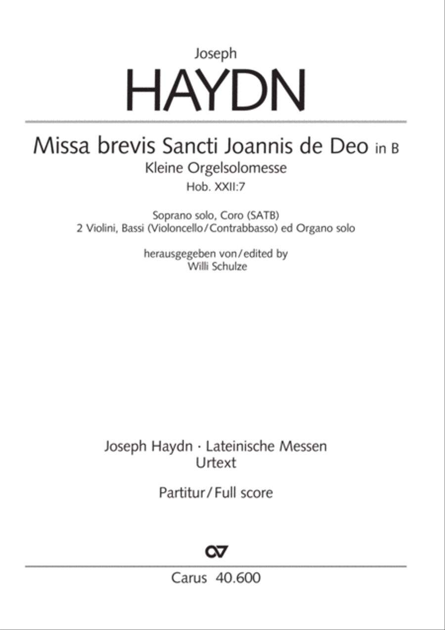 Missa brevis Sti. Joannis de Deo (Kleine Orgelsolomesse) 4-Part scores gallery preview page 2