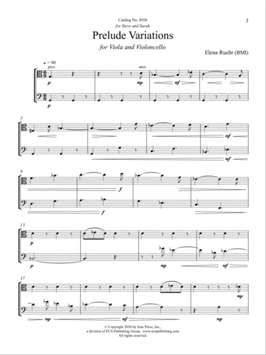 Prelude Variations Cello scores gallery preview page 3