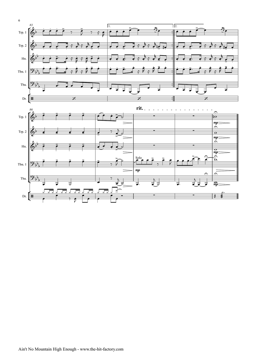 Ain't No Mountain High Enough Brass Ensemble scores gallery preview page 6