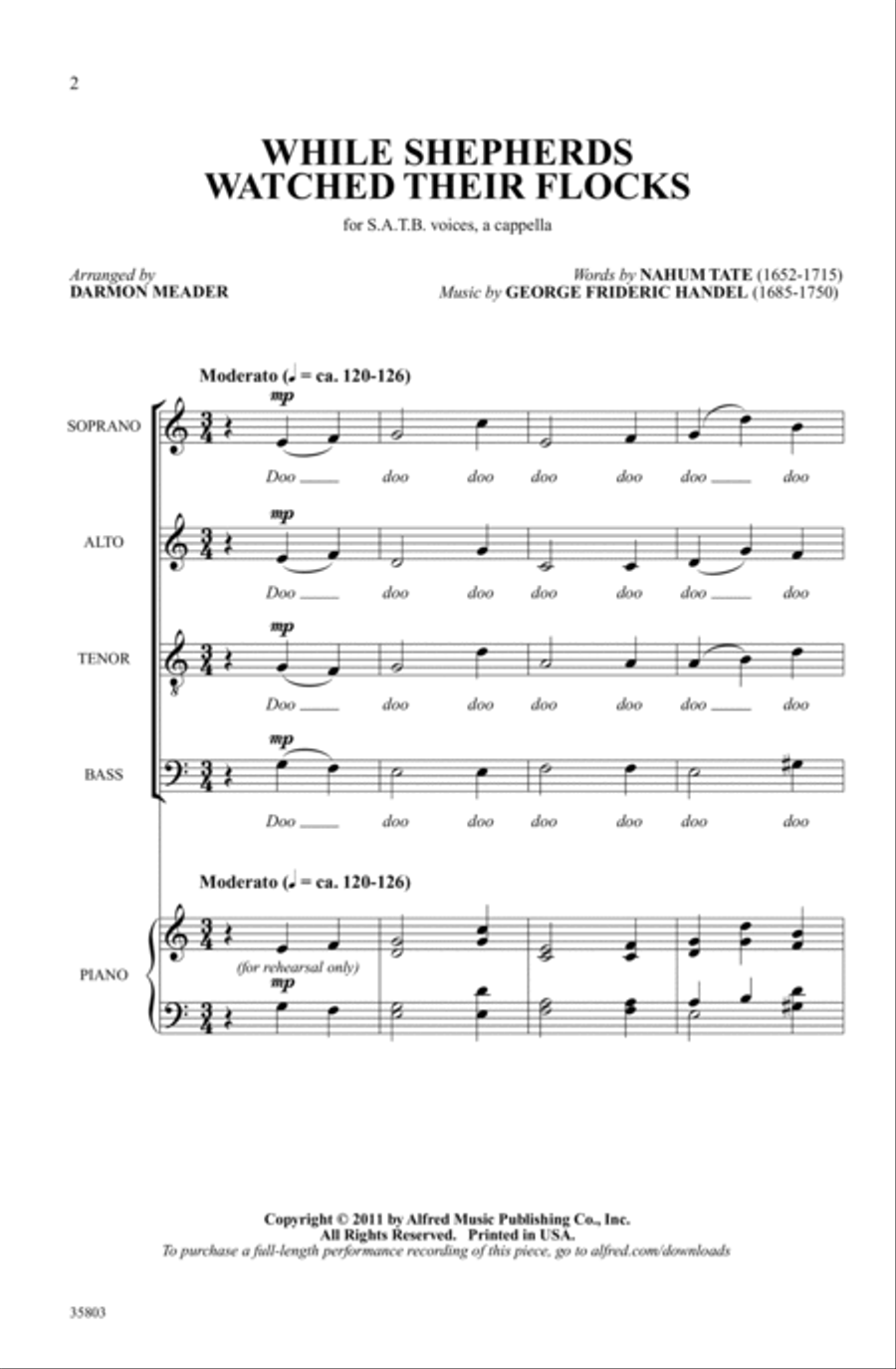 While Shepherds Watched Their Flocks 4-Part scores gallery preview page 1