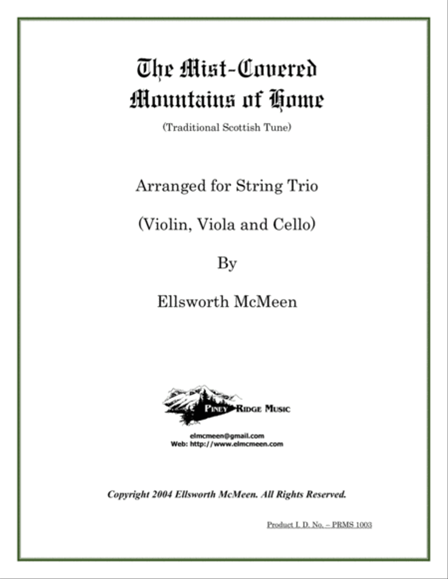 Mist-Covered Mountains of Home For Classical String Trio (Violin, Viola, and Cello) String Quartet scores gallery preview page 1