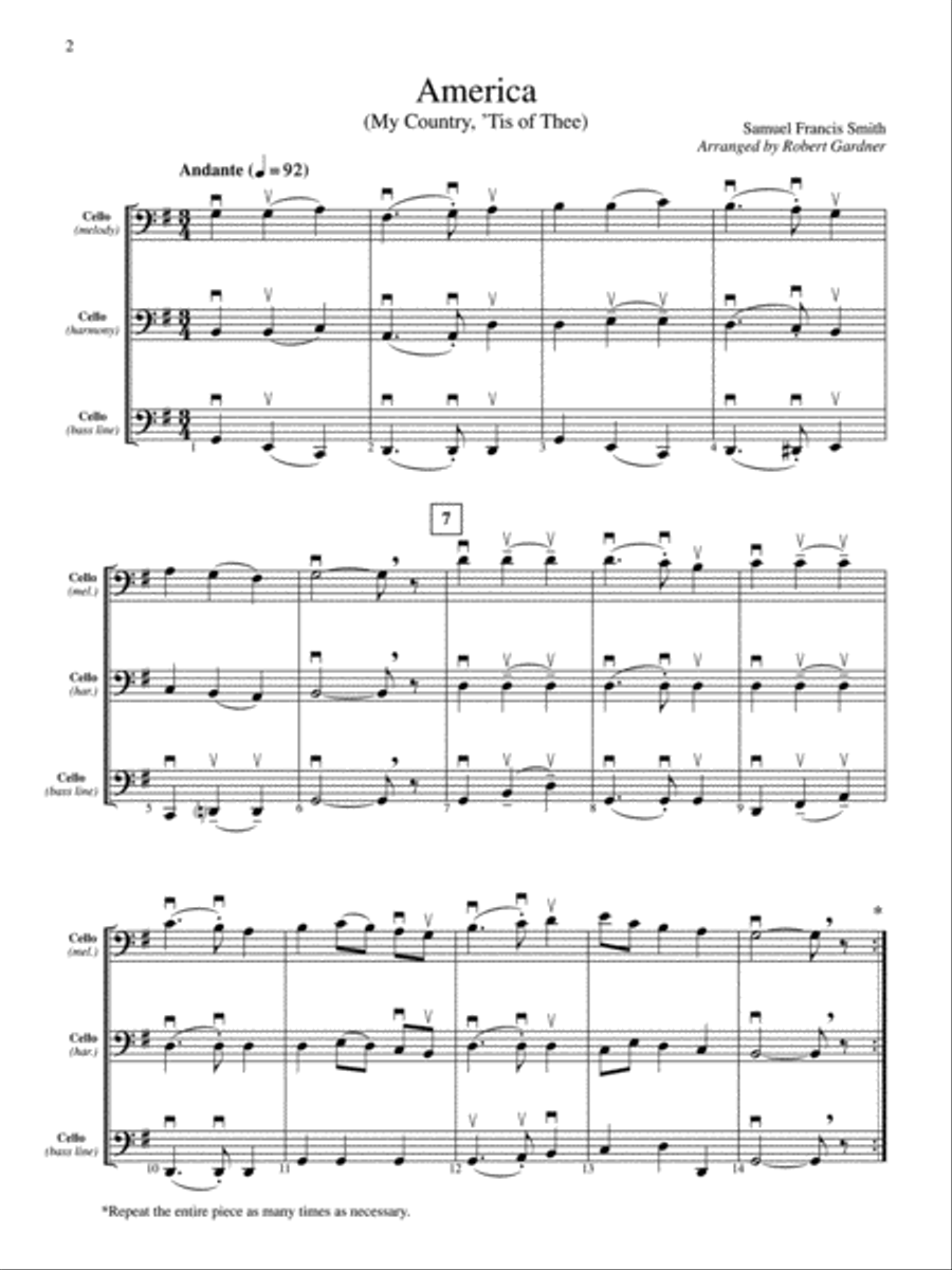 American Patriotic Tunes for String Ensemble Small Ensemble scores gallery preview page 3