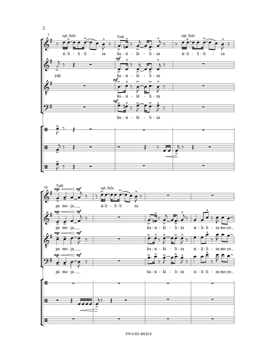 Sililiza (Hear Me) 4-Part scores gallery preview page 2