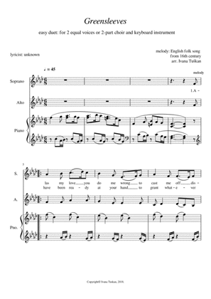 Greensleeves, for SA, and piano, F minor