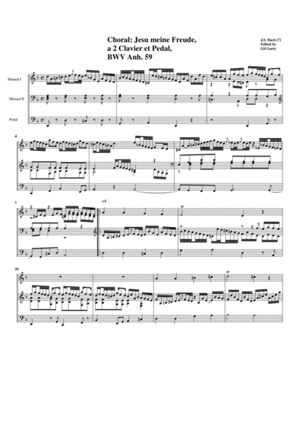 Choral: Jesu meine Freude a 2 Clavier et pedal, BWV Anh. 59 for organ