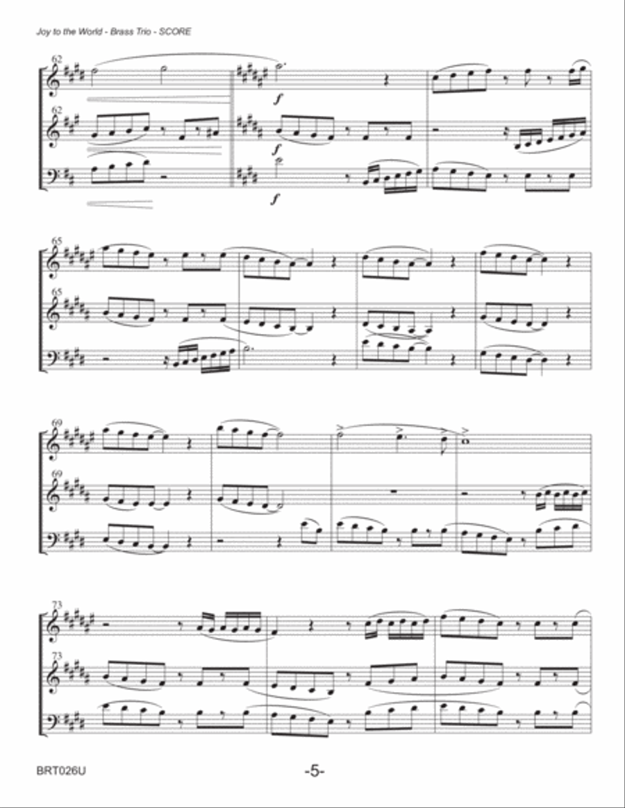 JOY TO THE WORLD - BRASS TRIO (unaccompanied) Brass Trio scores gallery preview page 5