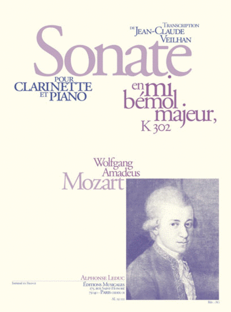 Sonate En Mi Bemol Majeur K302 Pour Clarinette En Si Bemol Et Piano