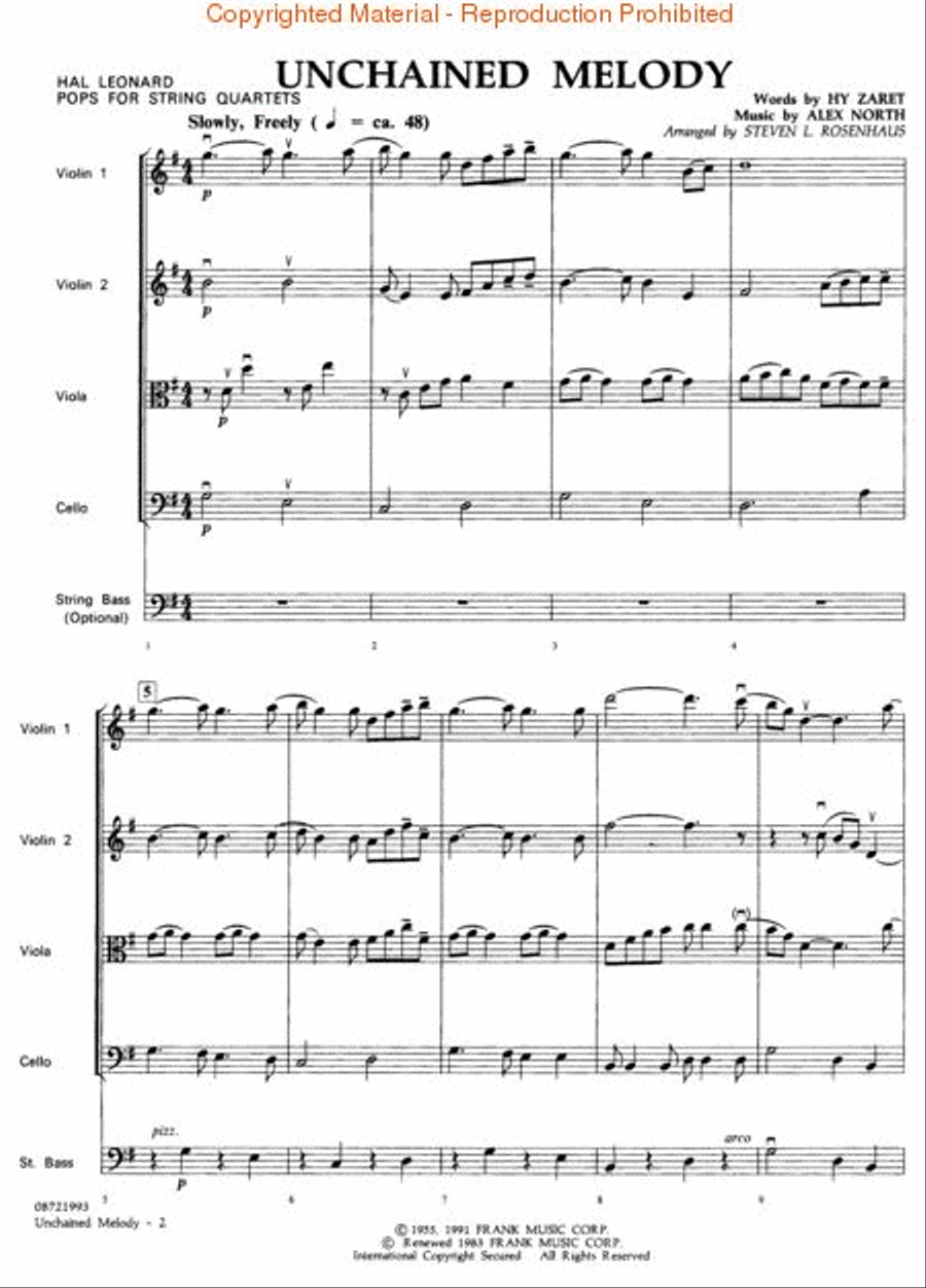 Unchained Melody String Quartet scores gallery preview page 2