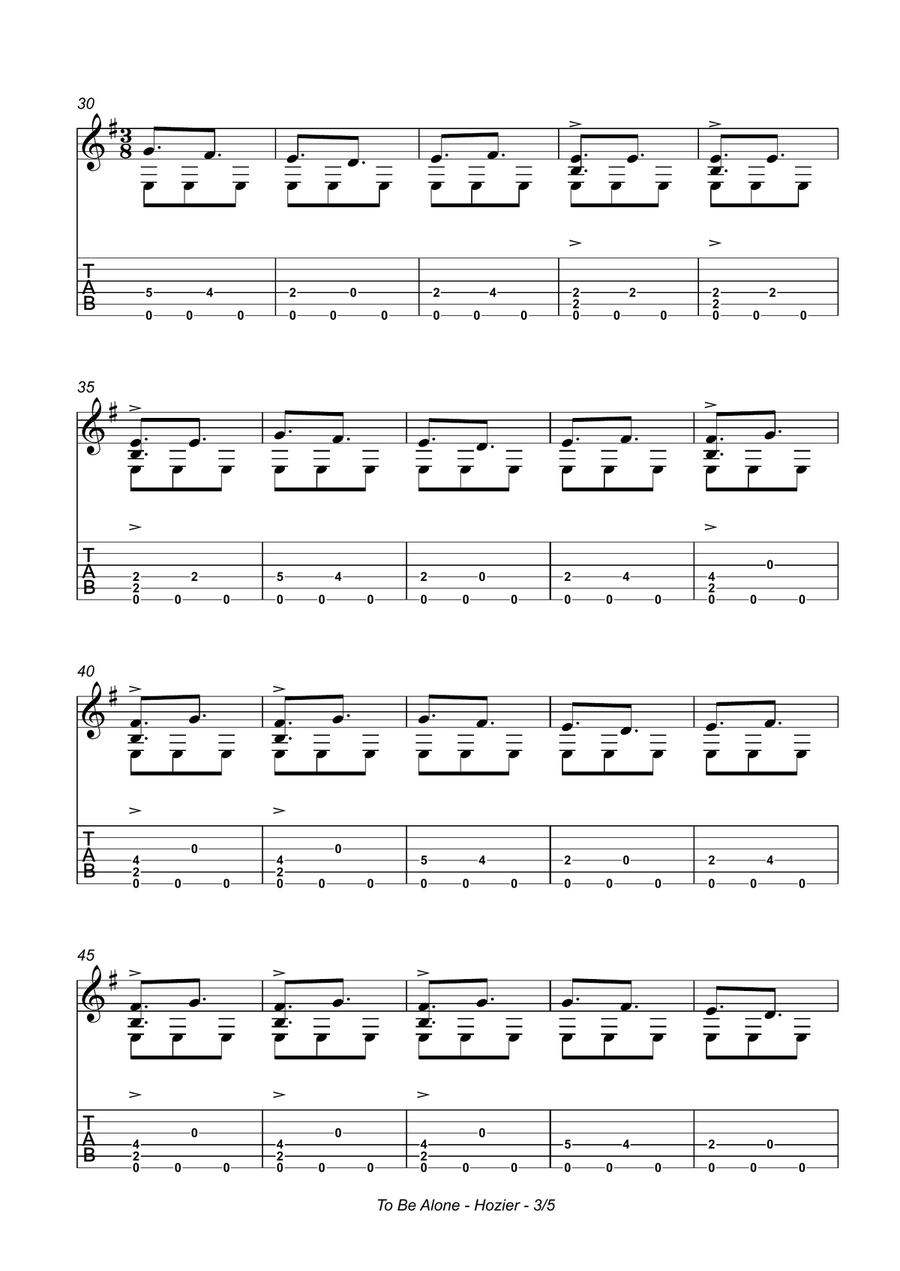 To Be Alone Guitar Tablature scores gallery preview page 3
