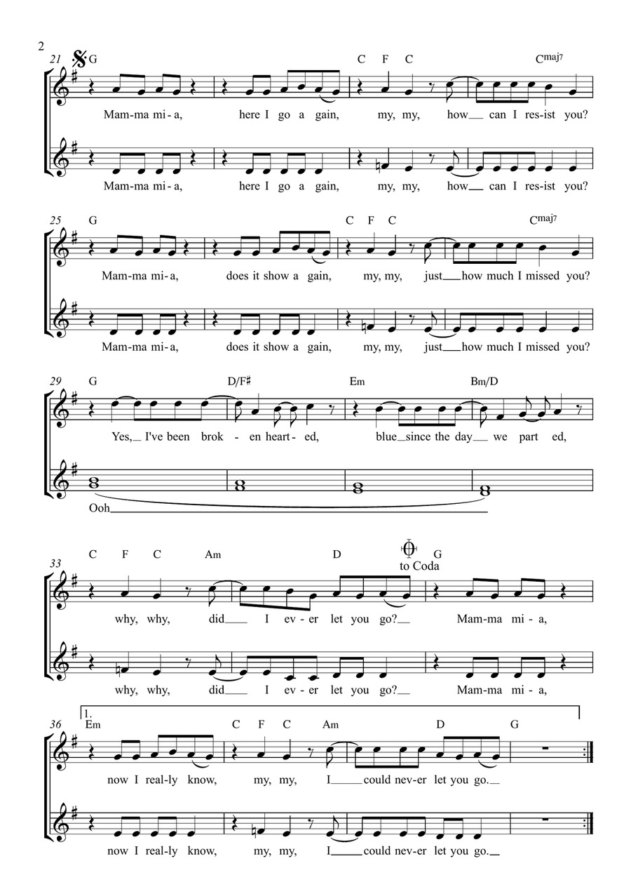 Mamma Mia Mamma Mia 3-Part scores gallery preview page 2