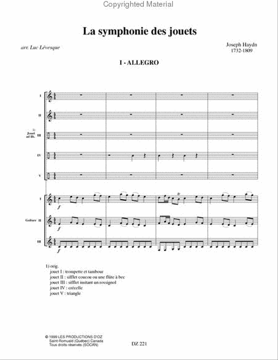 La symphonie des jouets Guitar Ensemble scores gallery preview page 2