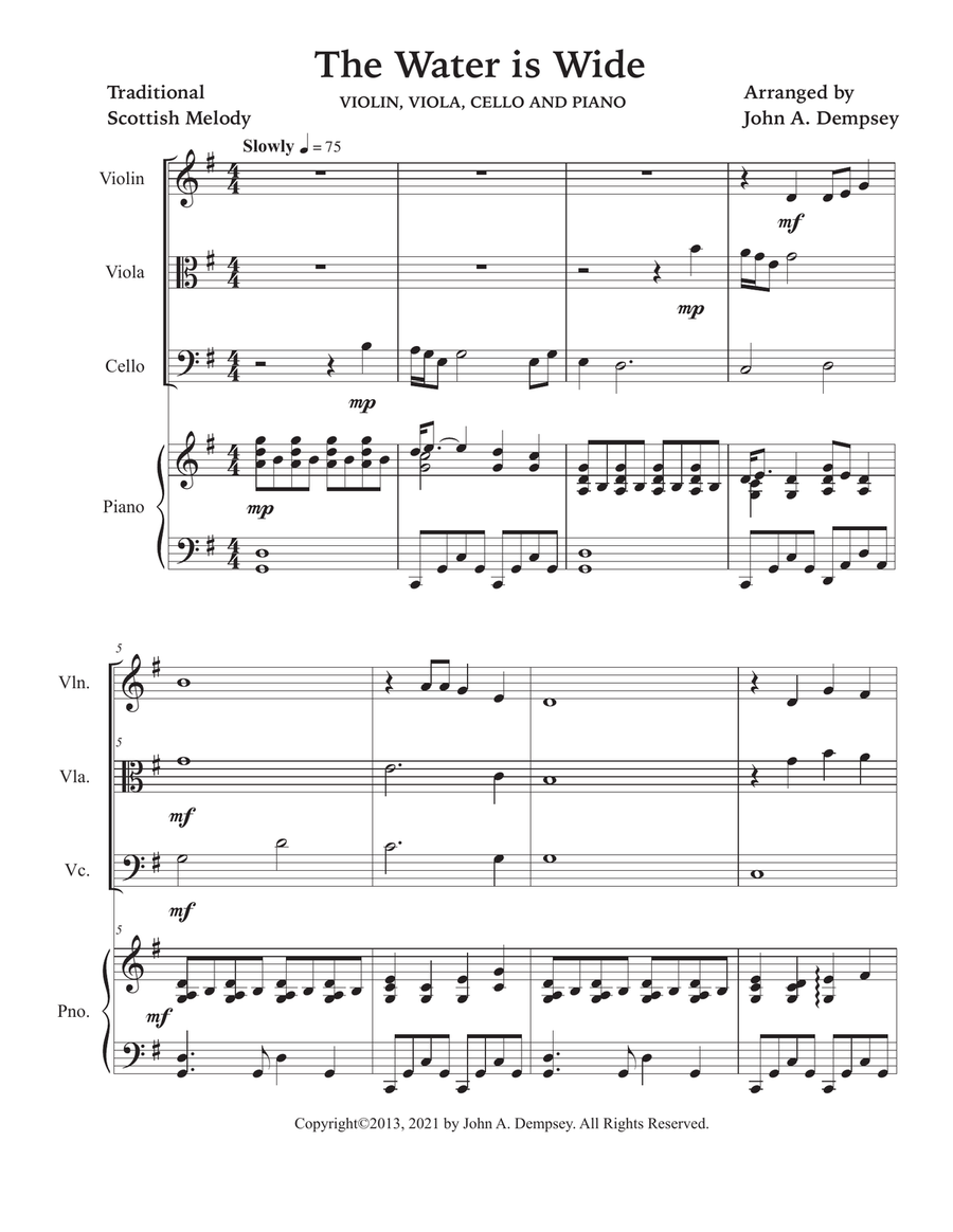The Water is Wide (Piano Quartet): Violin, Viola, Cello and Piano Piano Quartet scores gallery preview page 5