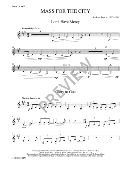Mass for the City - Horn in F and Percussion edition