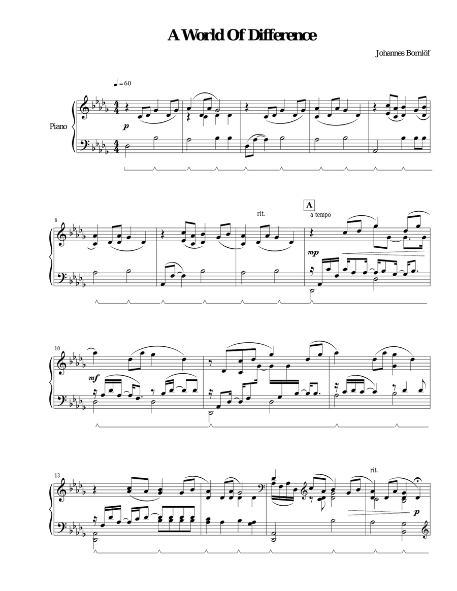 A World of Difference Piano Solo scores gallery preview page 1