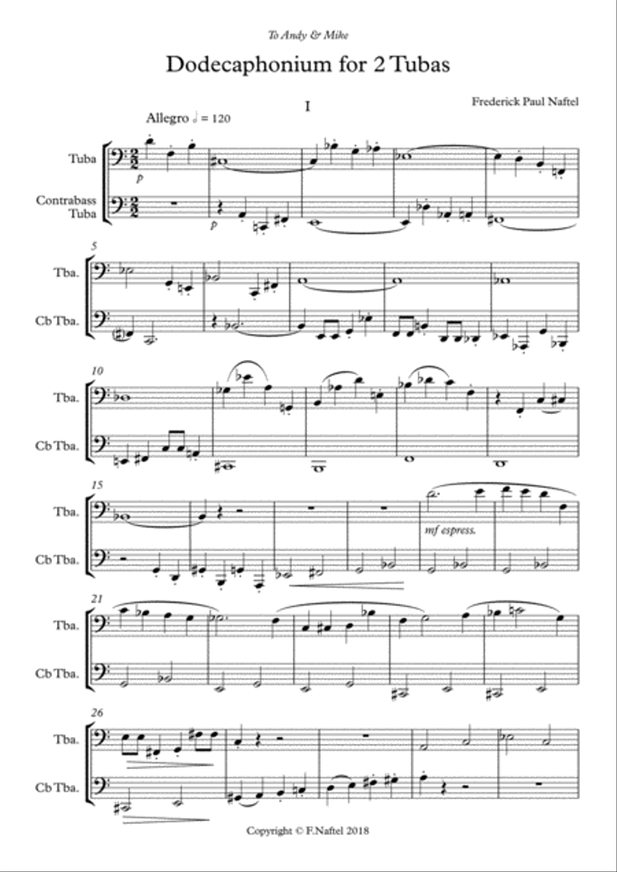 Dodecaphonium for Bass Tuba and Contrabass Tuba Brass Ensemble scores gallery preview page 2