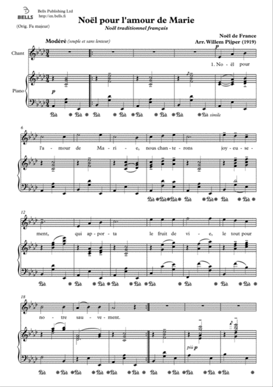 Noel pour l'amour de Marie (A-flat Major) Voice Solo scores gallery preview page 1