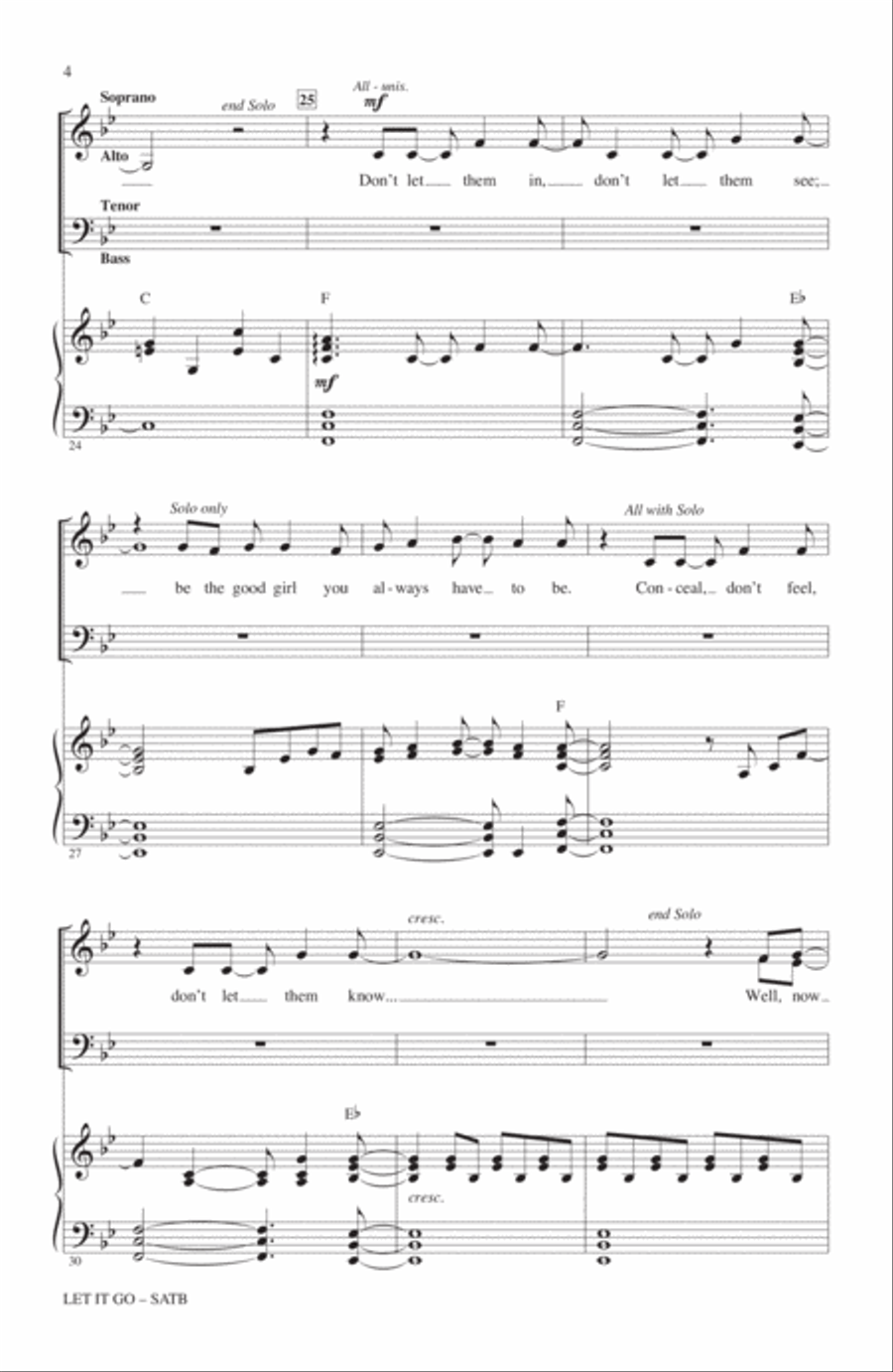 Let It Go Let It Go 4-Part scores gallery preview page 3