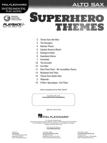 Superhero Themes Instrumental Play-Along for Alto Sax image number null