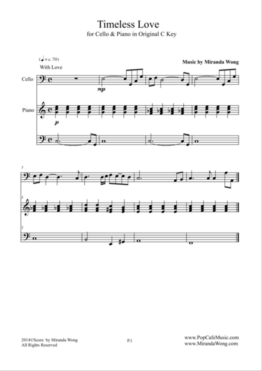 Timeless Love - Romantic Music for Cello & Piano Piano scores gallery preview page 1
