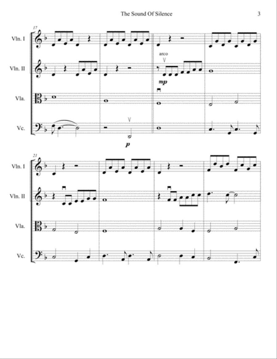 The Sound Of Silence The Sound Of Silence String Quartet scores gallery preview page 4
