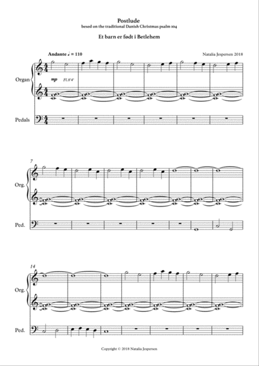 Et barn er født i Betlehem (Postlude) Organ Solo scores gallery preview page 1