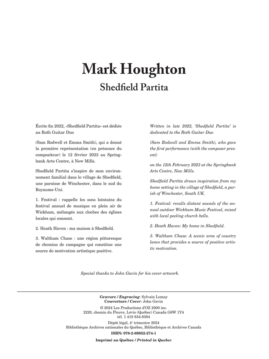 Shedfield Partita Classical Guitar scores gallery preview page 2