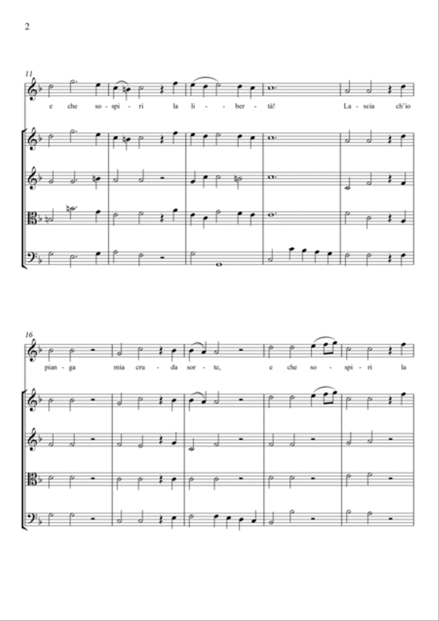 Lascia ch'io pianga (for Flute Solo and String Quartet) Original key F major Small Ensemble scores gallery preview page 2