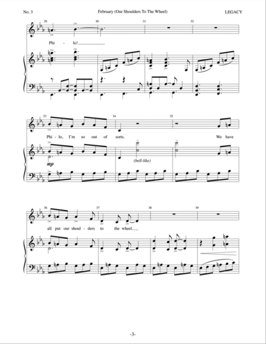 February (Our Shoulders To The Wheel) Piano, Vocal scores gallery preview page 3