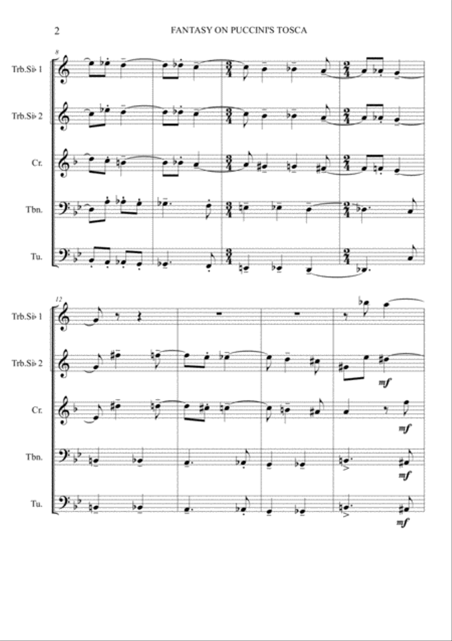Fantasy on Puccini's Tosca - Brass Quintet Brass Quintet scores gallery preview page 3
