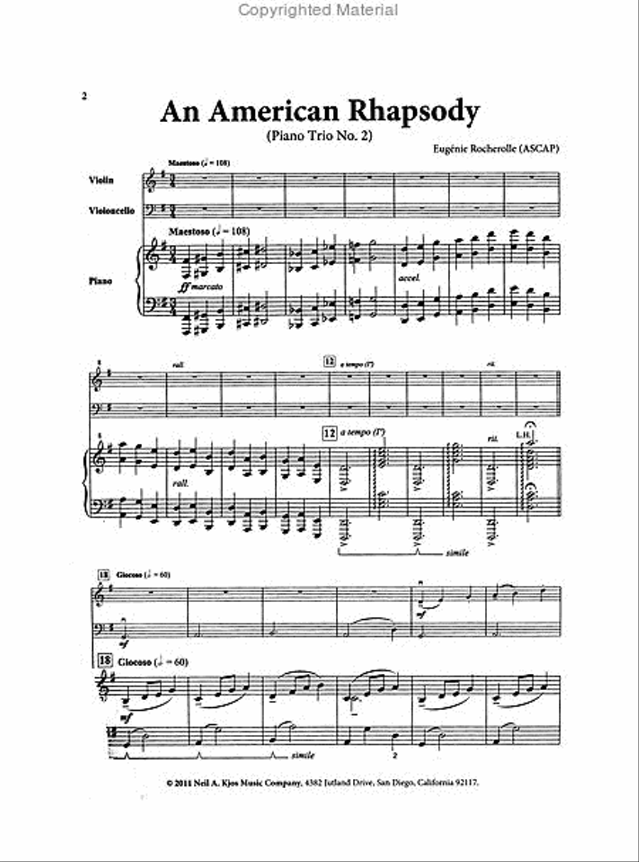 An American Rhapsody Piano Trio No. 2 Piano Trio scores gallery preview page 2
