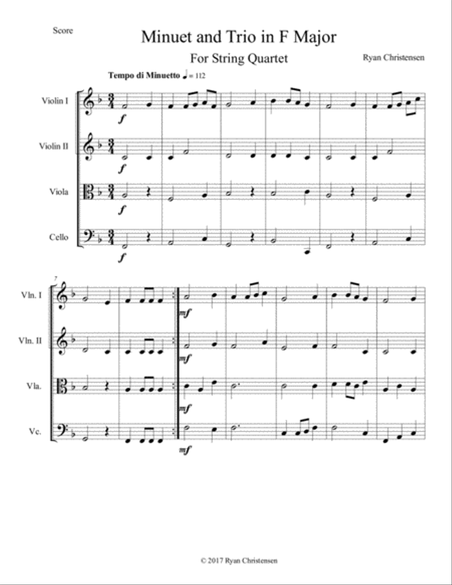 Minuet and Trio in F Major String Quartet scores gallery preview page 2