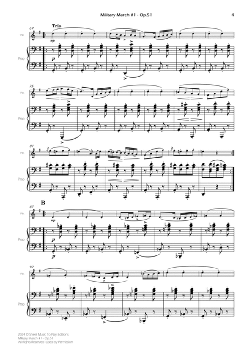 Military March No.1, Op.51 - Violin and Piano (Full Score and Parts) image number null