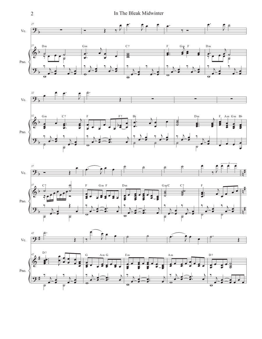 In The Bleak Midwinter (Cello solo and Piano) Piano scores gallery preview page 2