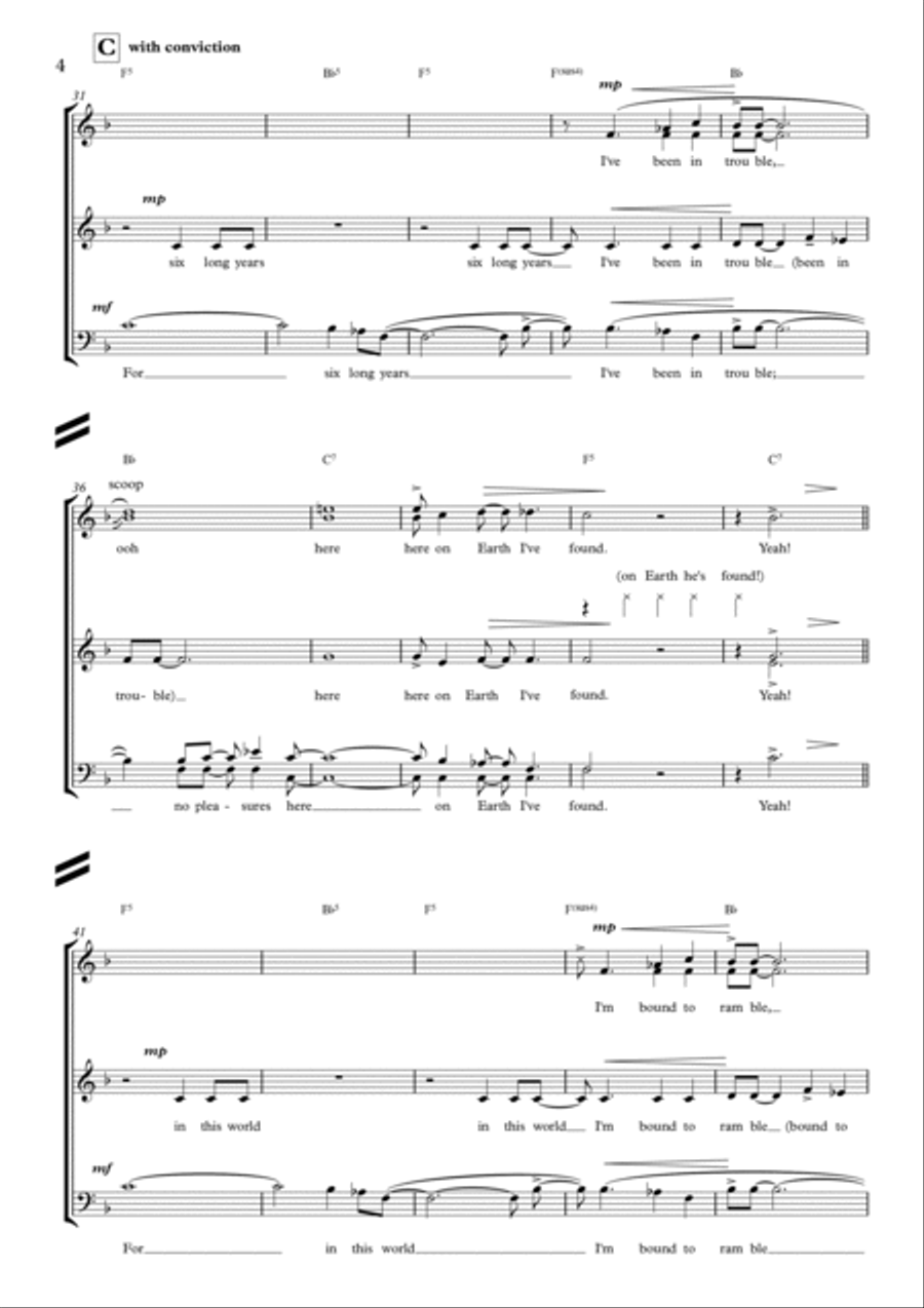 Man of Constant Sorrow for SATB choir 4-Part scores gallery preview page 4
