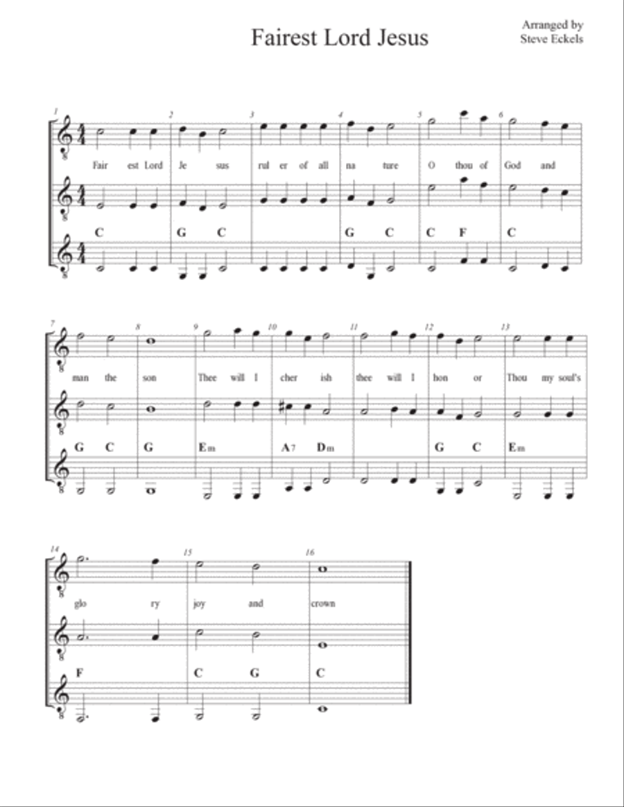 Fairest Lord Jesus Guitar Ensemble scores gallery preview page 3