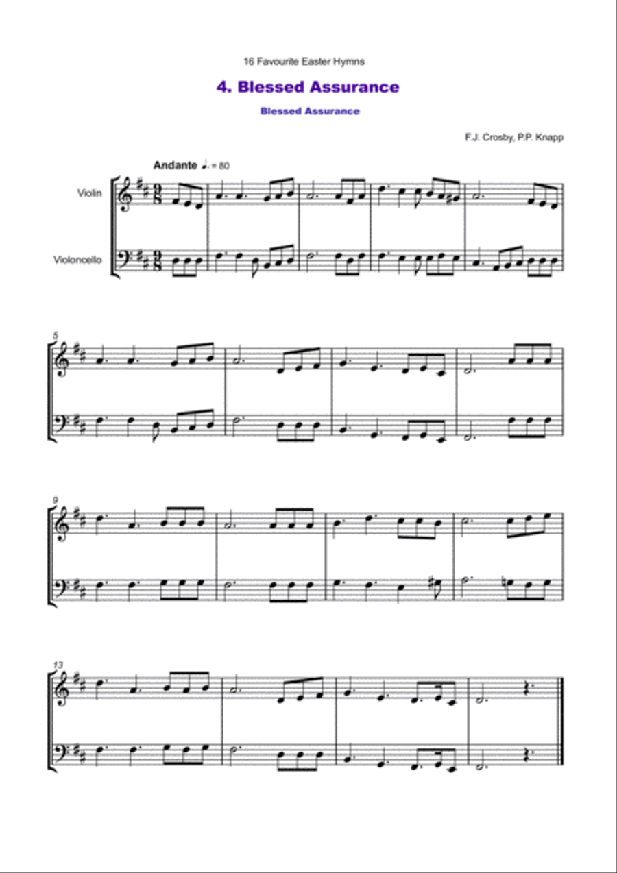 16 Favourite Easter Hymns for Violin and Cello Duet String Duet scores gallery preview page 5