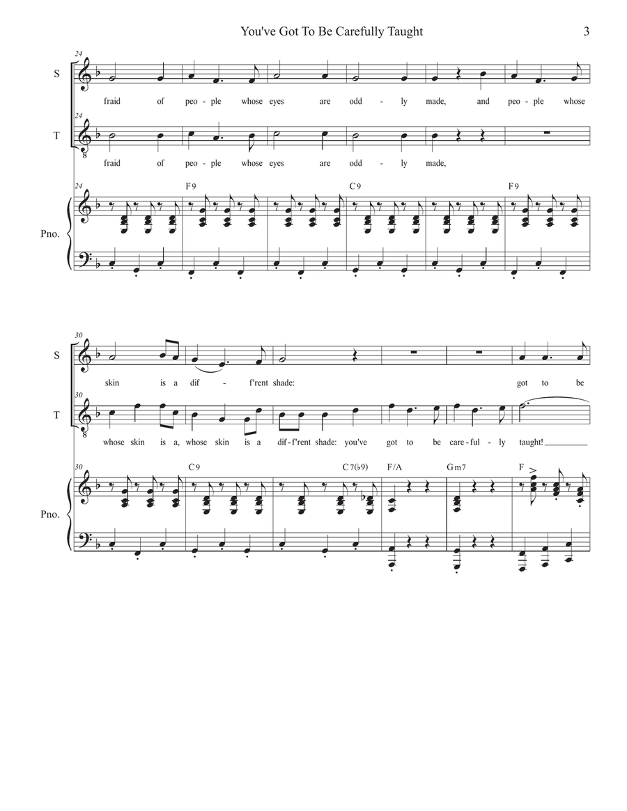 You've Got To Be Carefully Taught 2-Part scores gallery preview page 3
