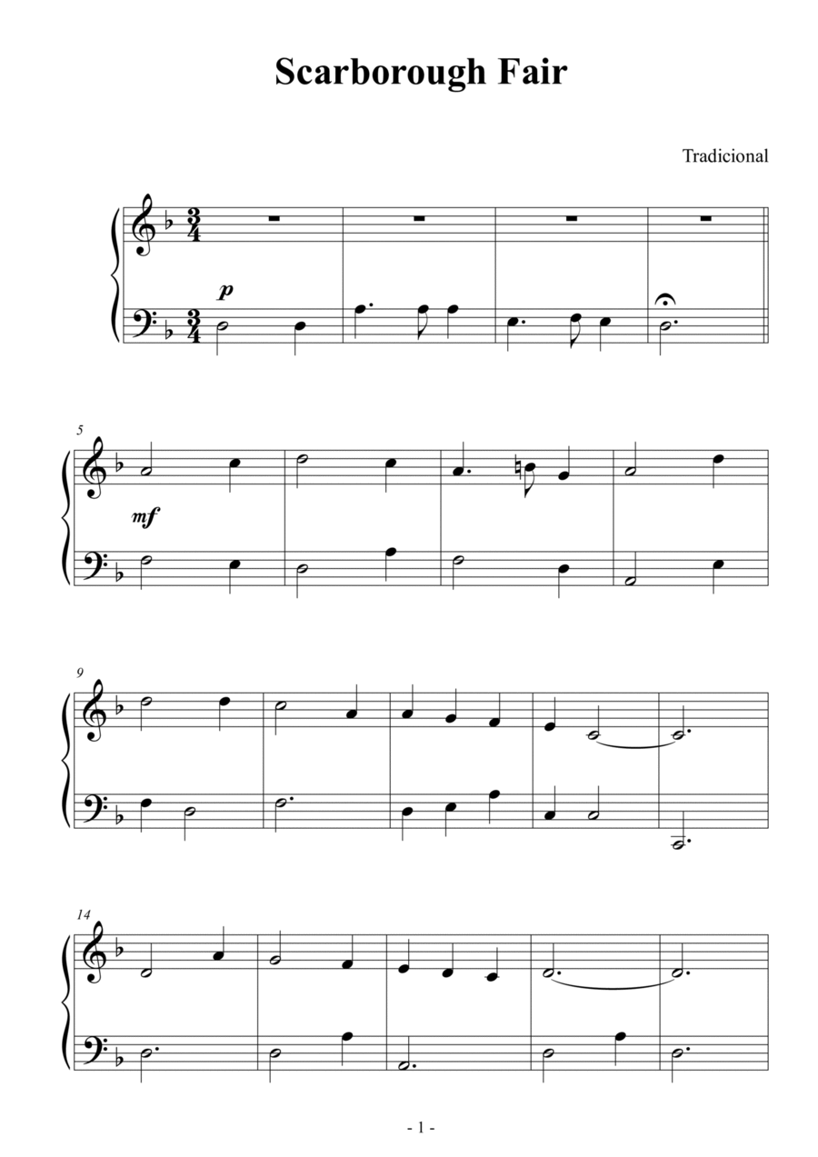 Scarborough Fair Piano Method scores gallery preview page 1