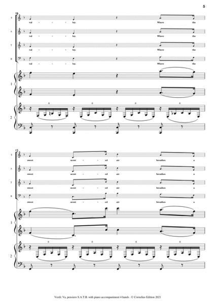 "Speed Your Journey"- "Va Pensiero" Verdi. (Chorus of Hebrew Slaves.) SATB with Piano Accompaniment. image number null