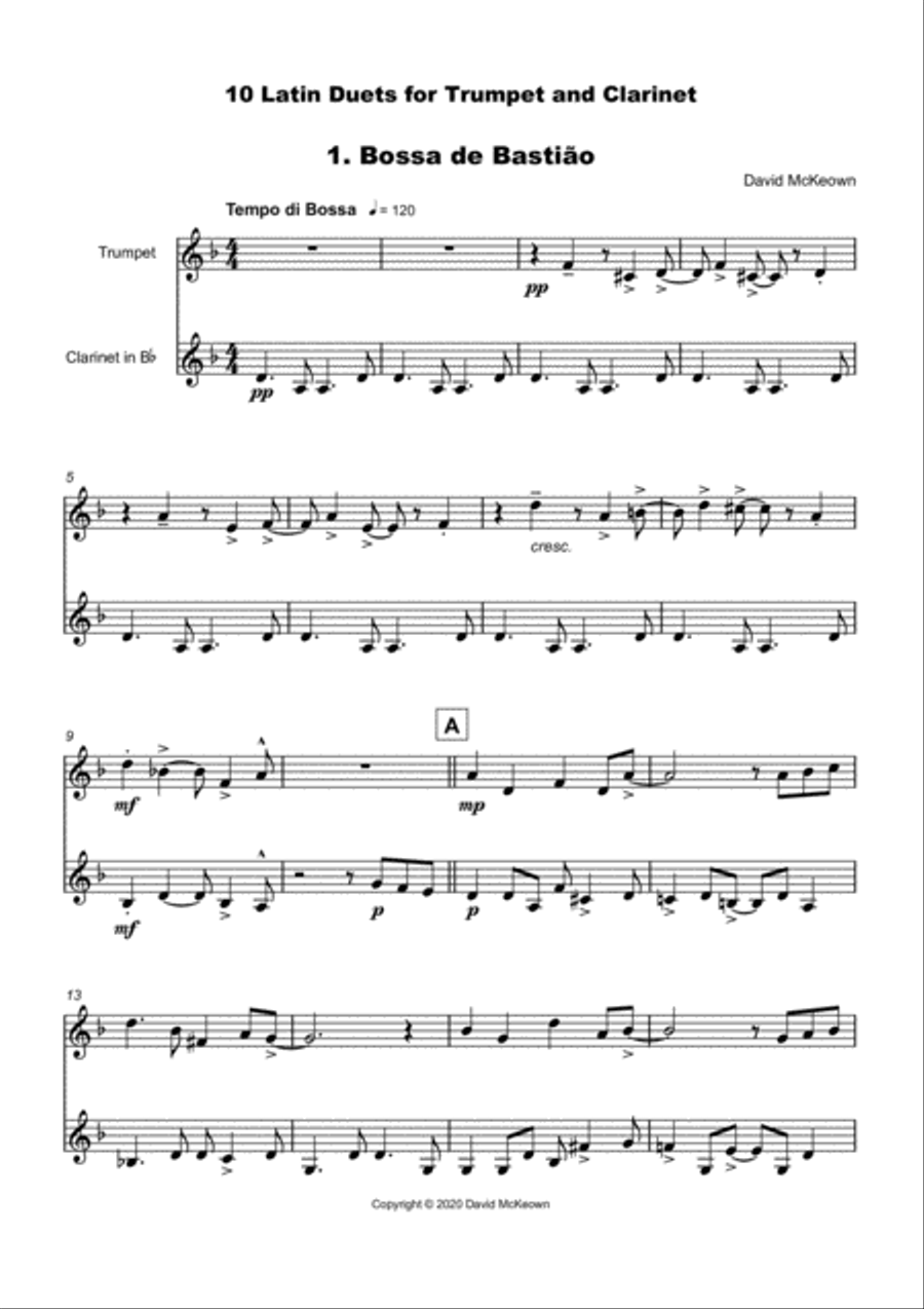 10 Latin Duets, for Trumpet and Clarinet Clarinet scores gallery preview page 3