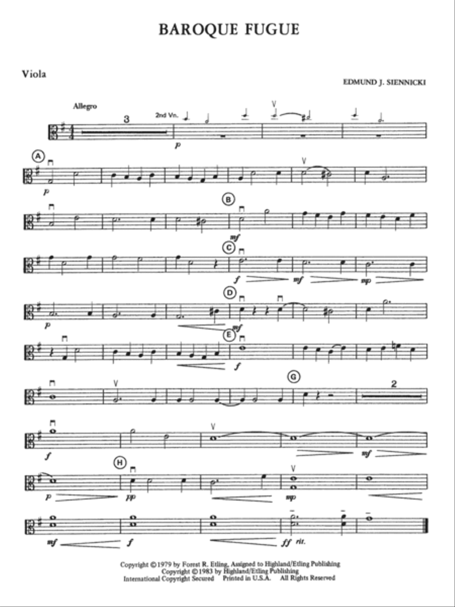 Baroque Fugue: Viola String Orchestra scores gallery preview page 1