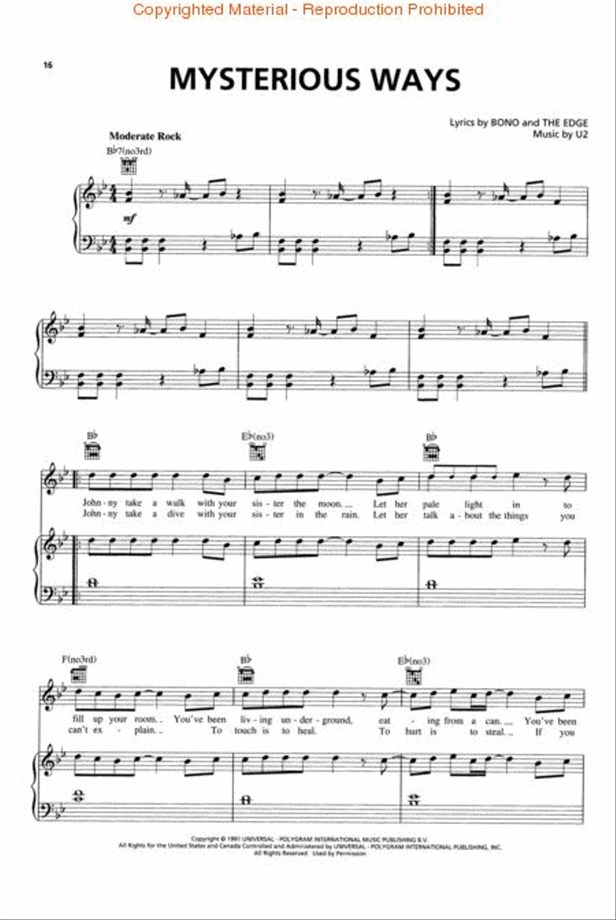 U2 - The Best of 1990-2000 Piano, Vocal, Guitar scores gallery preview page 3