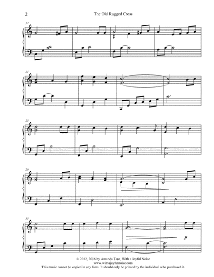 The Old Rugged Cross Piano Solo scores gallery preview page 4