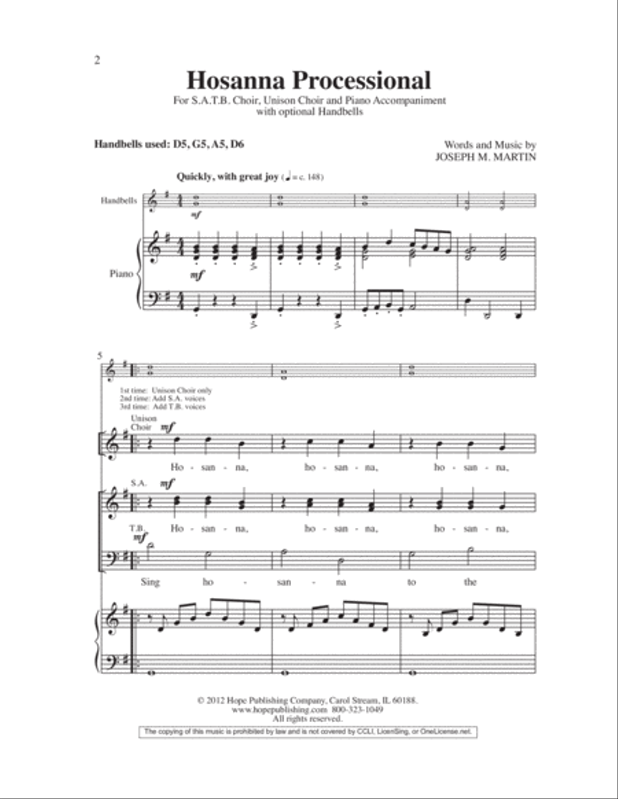 Hosanna Processional 4-Part scores gallery preview page 2