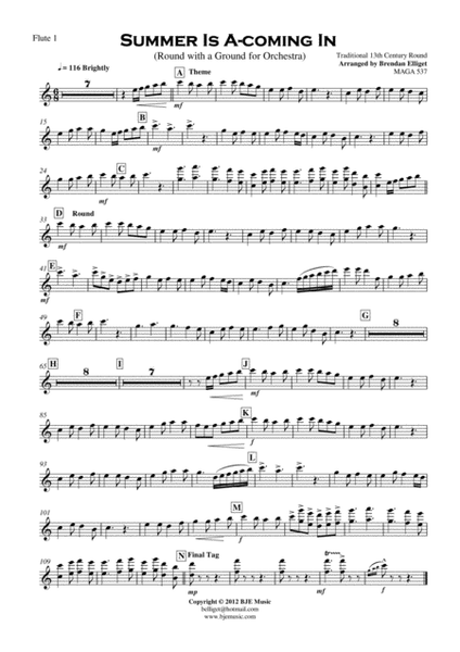 Summer Is A-coming In (Round with a Ground for Orchestra) Score and Parts PDF image number null